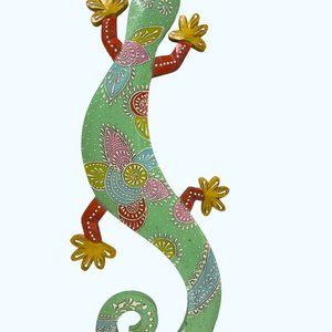 Gecko Salamander Lizard Green Red Wall Art Outdoor Decor Tiki Bar Beach